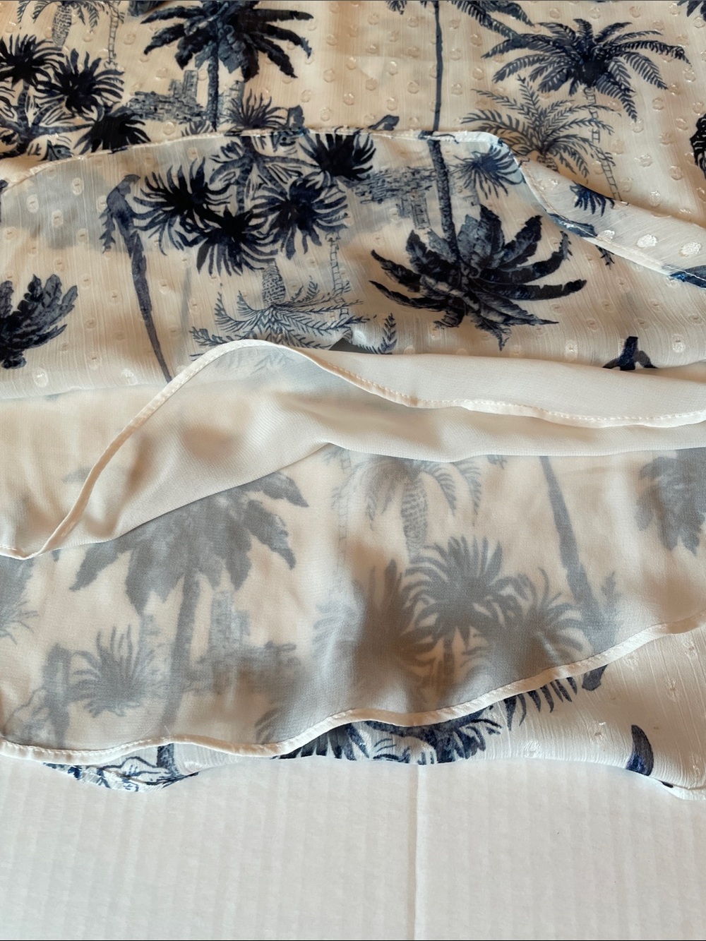 RACHEL Rachel Roy Ivory Blouse with Navy Palm Print - Picture 8 of 12
